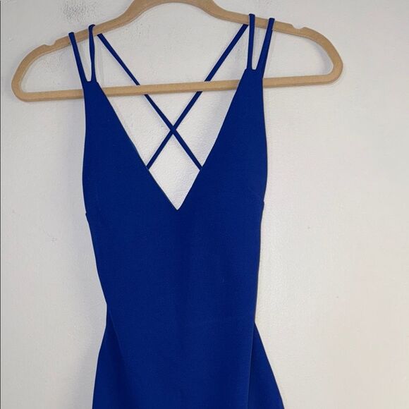 Blue Bodycon V-Neck Cocktail Dress - Picture 5 of 8